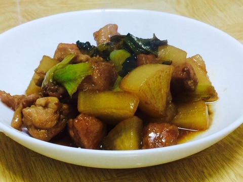 鶏肉と大根と小松菜の甘辛煮